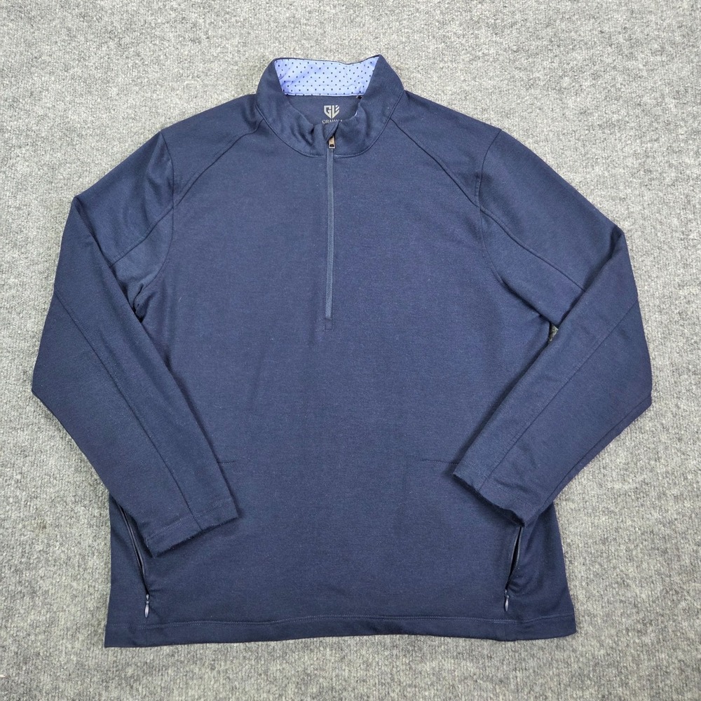 Graham Luxe Pullover Men's Medium Navy 1/4 Quarter Zip Golf Stretch Shirt